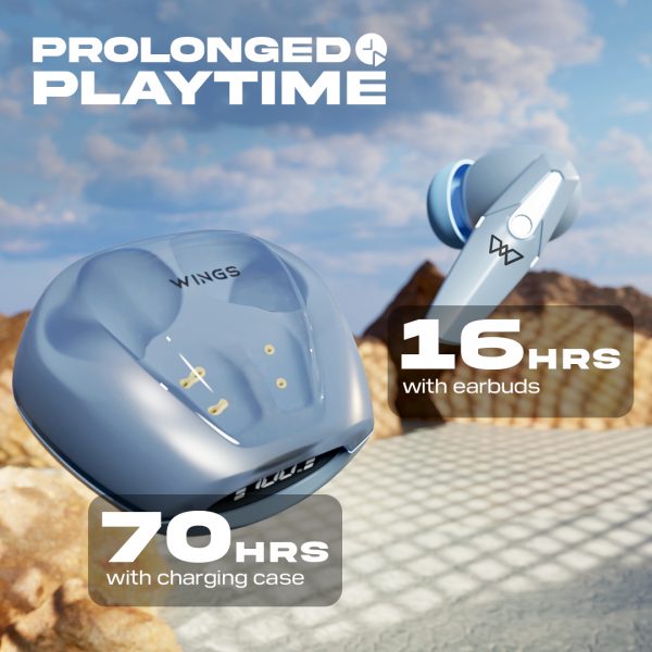 Wings Phantom 410 | 440 Digital Display EARBUDS Best Low Latency 40ms Wireless Earbuds, Bluetooth Headphones, Gaming Case with Digital Battery Indicator, 70 Hours Playtime, in Ear Airpods, ENC Mic, Touch Controls TWS Headset - Image 6
