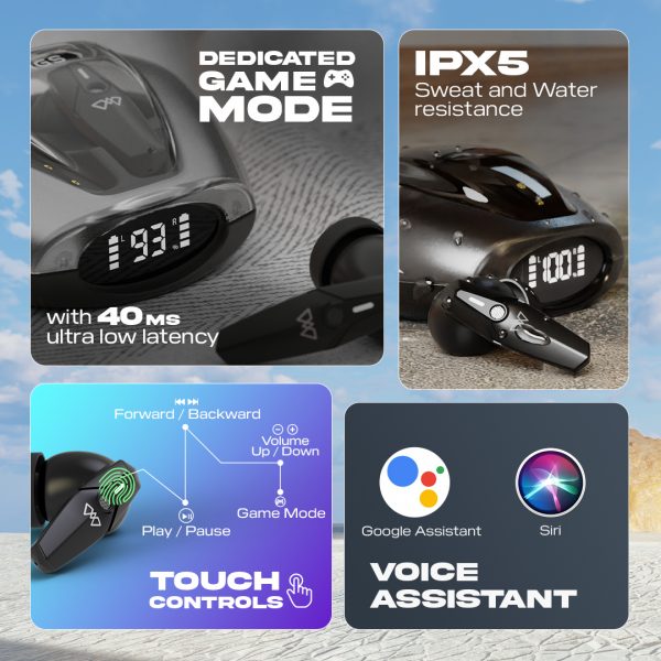 Wings Phantom 410 | 440 Digital Display EARBUDS Best Low Latency 40ms Wireless Earbuds, Bluetooth Headphones, Gaming Case with Digital Battery Indicator, 70 Hours Playtime, in Ear Airpods, ENC Mic, Touch Controls TWS Headset - Image 13