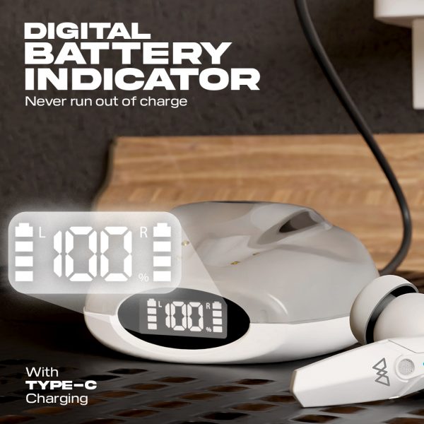 Wings Phantom 410 | 440 Digital Display EARBUDS Best Low Latency 40ms Wireless Earbuds, Bluetooth Headphones, Gaming Case with Digital Battery Indicator, 70 Hours Playtime, in Ear Airpods, ENC Mic, Touch Controls TWS Headset - Image 8