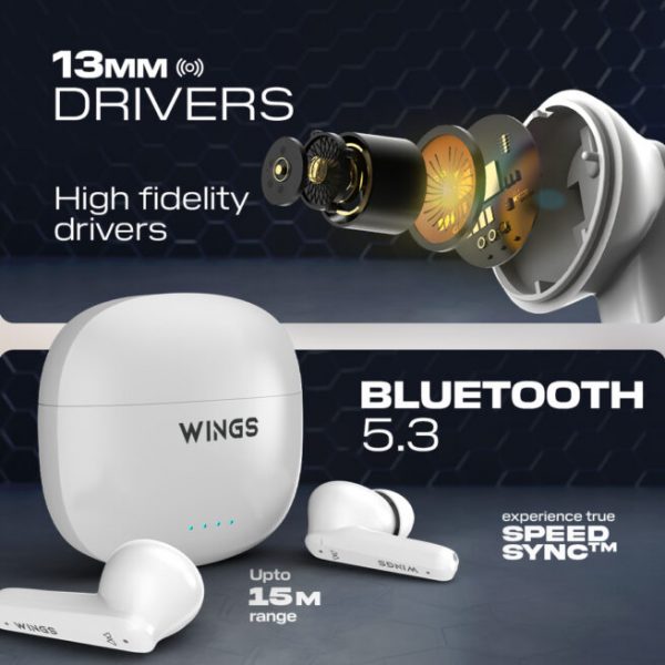 Wings Phantom 380 ANC Best Low Latency 30Hrs Earbuds, ANC Bluetooth Wireless Headphones, Ergonomic Case with LED Lights, 50 Hours Playtime, Quad ENC Mic, TWS Headset with Touch Controls. - Image 11
