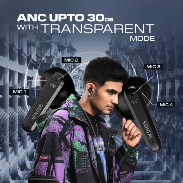 Wings Phantom 380 ANC Best Low Latency 30Hrs Earbuds, ANC Bluetooth Wireless Headphones, Ergonomic Case with LED Lights, 50 Hours Playtime, Quad ENC Mic, TWS Headset with Touch Controls. - Image 16