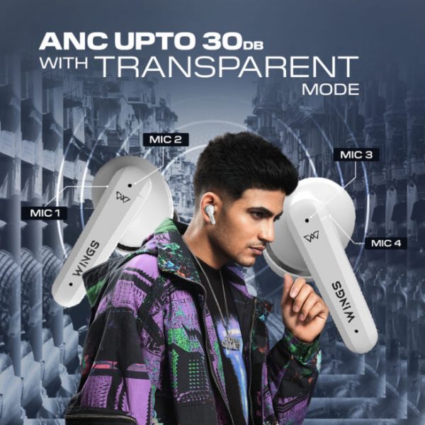 Wings Phantom 380 ANC Best Low Latency 30Hrs Earbuds, ANC Bluetooth Wireless Headphones, Ergonomic Case with LED Lights, 50 Hours Playtime, Quad ENC Mic, TWS Headset with Touch Controls. - Image 17