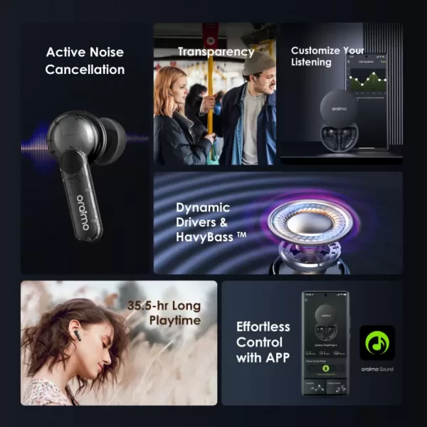 ORAIMO FreePods 4 30db ANC Earbuds with 35.5h Playtime,Quad ENC Mic,Custom EQ modes - Image 4